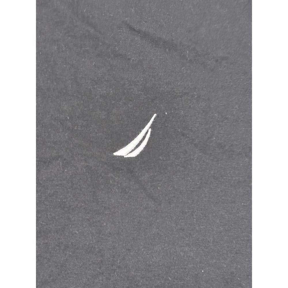 Nautica Mens T-shirt Basic Size L Black 100% Cotton Solid Embroidered Logo - Picture 6 of 6